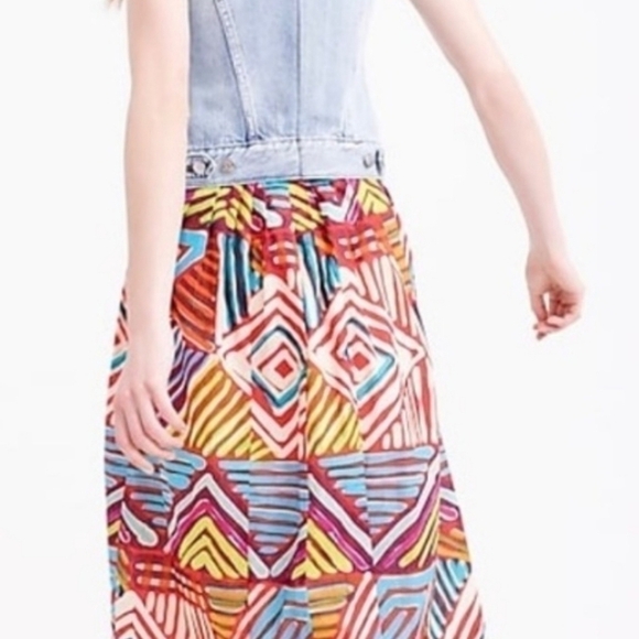 J.Crew Colorful Geometric Pattern Skirt Size 4 Collegiate Preppy - Picture 2 of 9